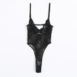 Maxbell Womens Lingerie One Piece Mini Bodysuit Lace Babydoll Sleepwear Black S