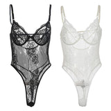 Maxbell Womens Lingerie One Piece Mini Bodysuit Lace Babydoll Sleepwear Black S