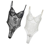 Maxbell Womens Lingerie One Piece Mini Bodysuit Lace Babydoll Sleepwear Black S