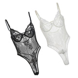 Maxbell Womens Lingerie One Piece Mini Bodysuit Lace Babydoll Sleepwear Black S