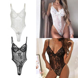 Maxbell Womens Lingerie One Piece Mini Bodysuit Lace Babydoll Sleepwear Black S