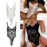 Maxbell Womens Lingerie One Piece Mini Bodysuit Lace Babydoll Sleepwear Black S
