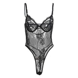 Maxbell Womens Lingerie One Piece Mini Bodysuit Lace Babydoll Sleepwear Black S
