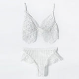 Maxbell Women Sexy White Lace Bra Panty G-String Lingerie Sleepwear Bodysuits S