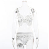 Maxbell Women Sexy White Lace Bra Panty G-String Lingerie Sleepwear Bodysuits S