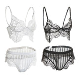 Maxbell Women Sexy White Lace Bra Panty G-String Lingerie Sleepwear Bodysuits S