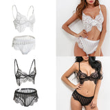 Maxbell Women Sexy White Lace Bra Panty G-String Lingerie Sleepwear Bodysuits S