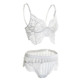 Maxbell Women Sexy White Lace Bra Panty G-String Lingerie Sleepwear Bodysuits S