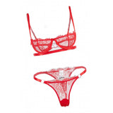 Max Women's Lace Lingerie Set Floral Lace Underwire Sheer Bra and Panty S Red