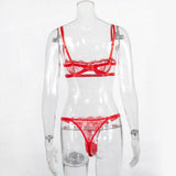 Max Women's Lace Lingerie Set Floral Lace Underwire Sheer Bra and Panty M Red