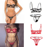 Max Women's Lace Lingerie Set Floral Lace Underwire Sheer Bra and Panty L Red