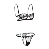 Max Women's Lace Lingerie Set Floral Lace Underwire Sheer Bra and Panty L Black