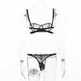 Max Women's Lace Lingerie Set Floral Lace Underwire Sheer Bra and Panty L Black