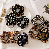 Max Women Velvet Hair Scrunchie Leopard Ponytail Holder Elastic Hair Bands Ropes