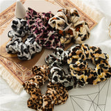 Max Women Velvet Hair Scrunchie Leopard Ponytail Holder Elastic Hair Bands Ropes