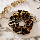 Max Women Velvet Hair Scrunchie Leopard Ponytail Holder Elastic Hair Bands Ropes