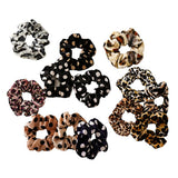 Max Women Velvet Hair Scrunchie Leopard Ponytail Holder Elastic Hair Bands Ropes