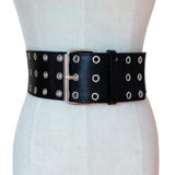 Max Maxb Womens Waist Belt Plus Stretchy Metal Buckle Wide Waistband Cinch Belt Black 3.8cm Wide