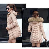 Maxbell Winter Women Down Cotton Parka Long Fur Collar Hooded Coat Jacket M-6XL XL
