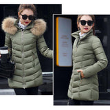 Maxbell Women Mid-Length Down Coat Collar Hood Ultralight Quilted Jacket Outwear XL