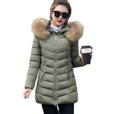 Maxbell Women Mid-Length Down Coat Collar Hood Ultralight Quilted Jacket Outwear XL