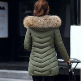 Maxbell Women Mid-Length Down Coat Collar Hood Ultralight Quilted Jacket Outwear XL