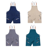 Max Canvas Apron with Pockets Cafe Kitchen Cooking Painting Apron Bib Gray