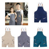 Max Canvas Apron with Pockets Cafe Kitchen Cooking Painting Apron Bib Gray