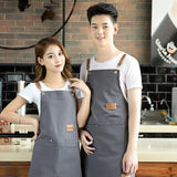 Max Canvas Apron with Pockets Cafe Kitchen Cooking Painting Apron Bib Gray