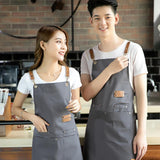 Max Canvas Apron with Pockets Cafe Kitchen Cooking Painting Apron Bib Gray