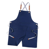 Canvas Apron with Pockets Cafe Kitchen Cooking Painting Apron Bib Navy Blue