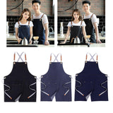 Denim Apron Adjustable Jean Kitchen Apron with Pocket Denim Blue