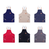 Max Unisex Canvas Apron with Pockets Cafe Kitchen Cooking Painting Apron Bib Red