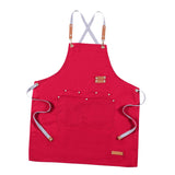 Max Unisex Canvas Apron with Pockets Cafe Kitchen Cooking Painting Apron Bib Red