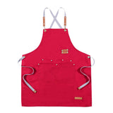 Max Unisex Canvas Apron with Pockets Cafe Kitchen Cooking Painting Apron Bib Red