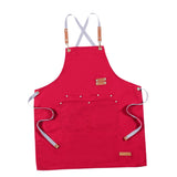 Max Unisex Canvas Apron with Pockets Cafe Kitchen Cooking Painting Apron Bib Red