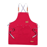 Max Unisex Canvas Apron with Pockets Cafe Kitchen Cooking Painting Apron Bib Red