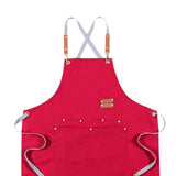 Max Unisex Canvas Apron with Pockets Cafe Kitchen Cooking Painting Apron Bib Red