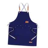 Max Unisex Canvas Apron with Pockets Cafe Kitchen Cooking Painting Apron Bib Blue