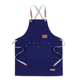 Max Unisex Canvas Apron with Pockets Cafe Kitchen Cooking Painting Apron Bib Blue