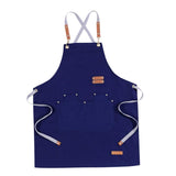 Max Unisex Canvas Apron with Pockets Cafe Kitchen Cooking Painting Apron Bib Blue