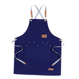 Max Unisex Canvas Apron with Pockets Cafe Kitchen Cooking Painting Apron Bib Blue