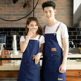 Max Unisex Canvas Apron with Pockets Cafe Kitchen Cooking Painting Apron Bib Blue