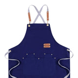 Max Unisex Canvas Apron with Pockets Cafe Kitchen Cooking Painting Apron Bib Blue
