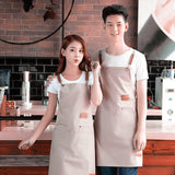Max Unisex Canvas Apron with Pockets Cafe Kitchen Cooking Painting Apron Bib Khaki
