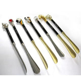 Max Metal Shoehorn Flexible Long Handle Shoehorn Lifter Wood Handle Crystal Ball