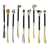 Max Metal Shoehorn Flexible Long Handle Shoehorn Lifter Wood Handle Crystal Ball