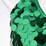 Maxbell Women Latin Ballroom Dance Costume Sequins Tassel Slip Dress Green