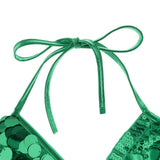 Maxbell Women Latin Ballroom Dance Costume Sequins Tassel Slip Dress Green