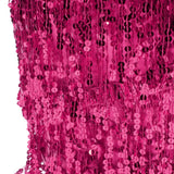 Maxbell Women Latin Ballroom Dance Costume Sequins Tassel Slip Dress Rose Red